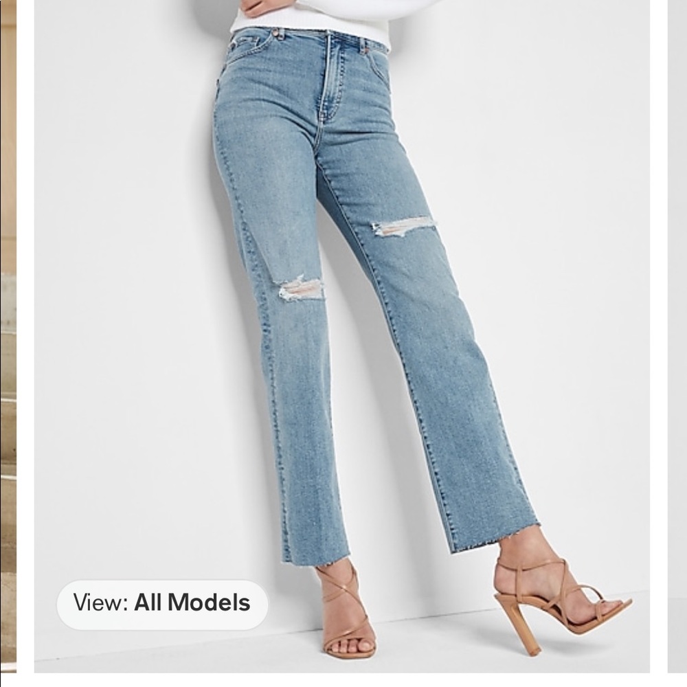 Modern straight super high rise medium wash Express jeans